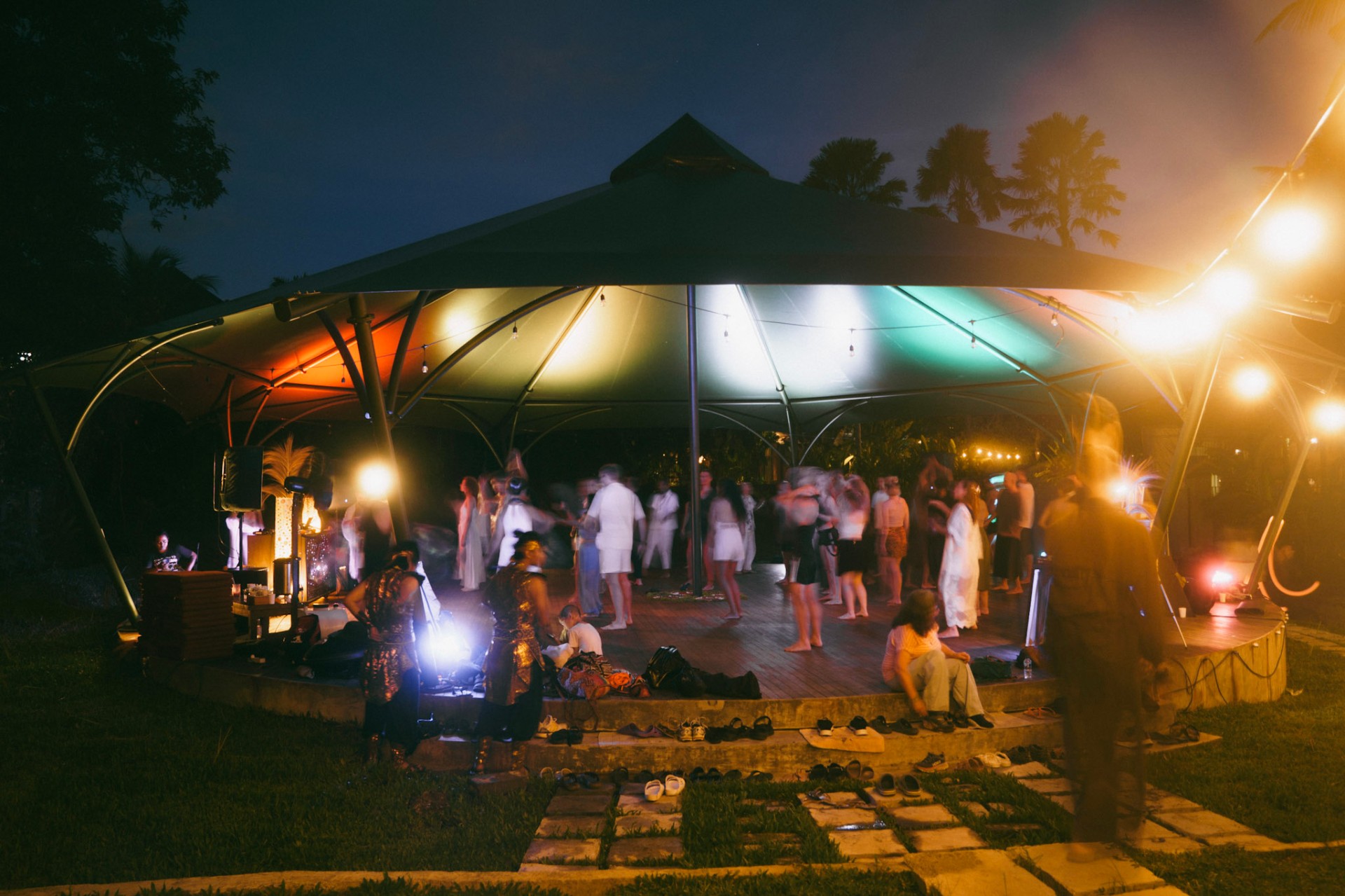 Community gathered on the dance floor at Samyama